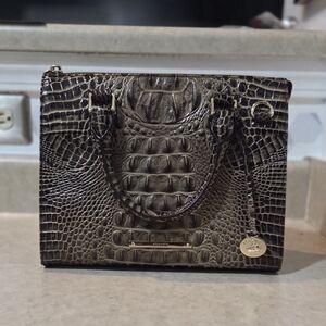 Brahmin Tan Crocodile-Embossed Medium Satchel